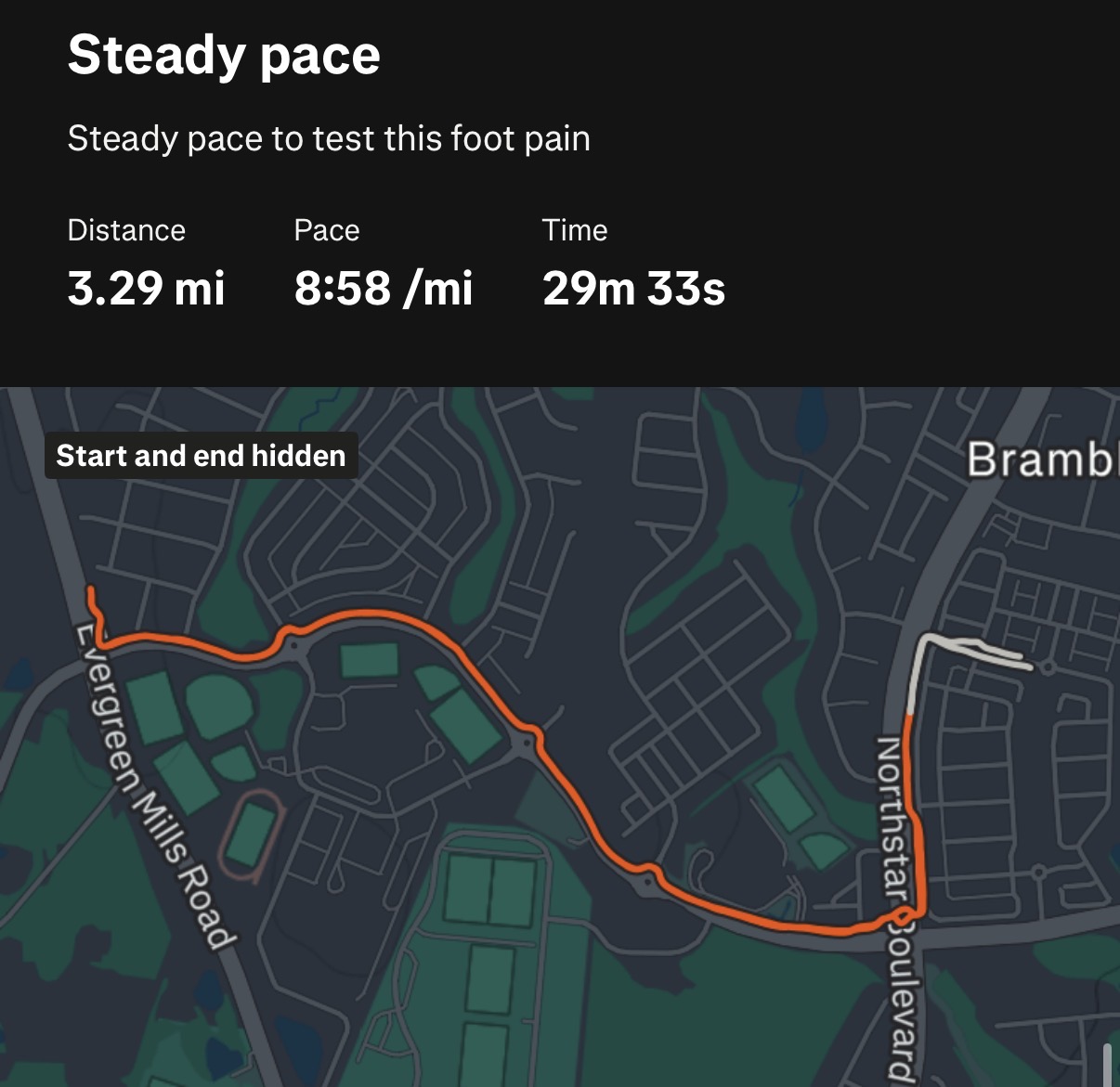 Steady pace run — 3.29 miles